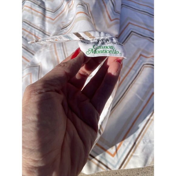 Chevron Zig Zag Twin Flat Sheet & Pillowcase Cannon Sunray Stripe Vintage - Picture 4 of 9